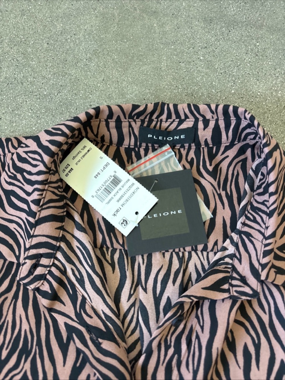 Pleione Mauve and Black Zebra Print Button-Up Blouse - Picture 7 of 9